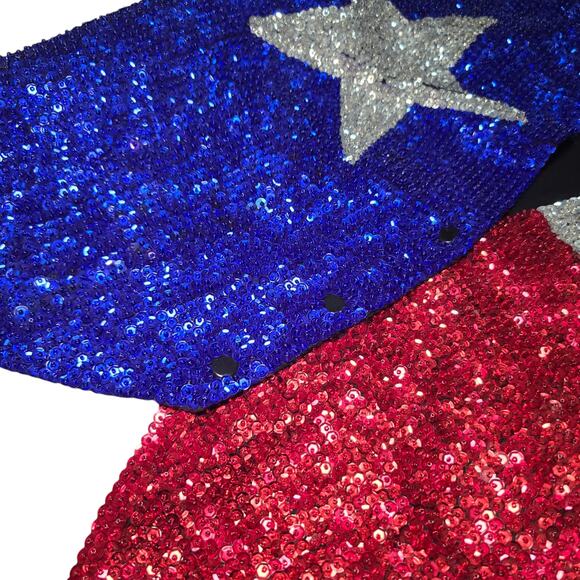 Vintage 1990s JC Texas Sequin Vest Size Extra Large Showman Red White Blue - Picture 4 of 7